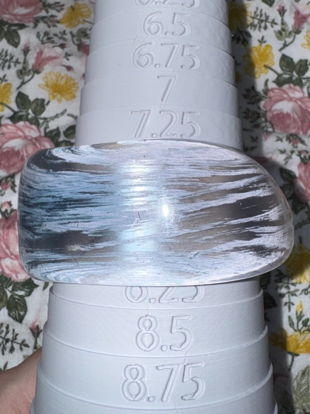 Clear and Silvery White Acrylic Bracelet Size 7.75" to 8"